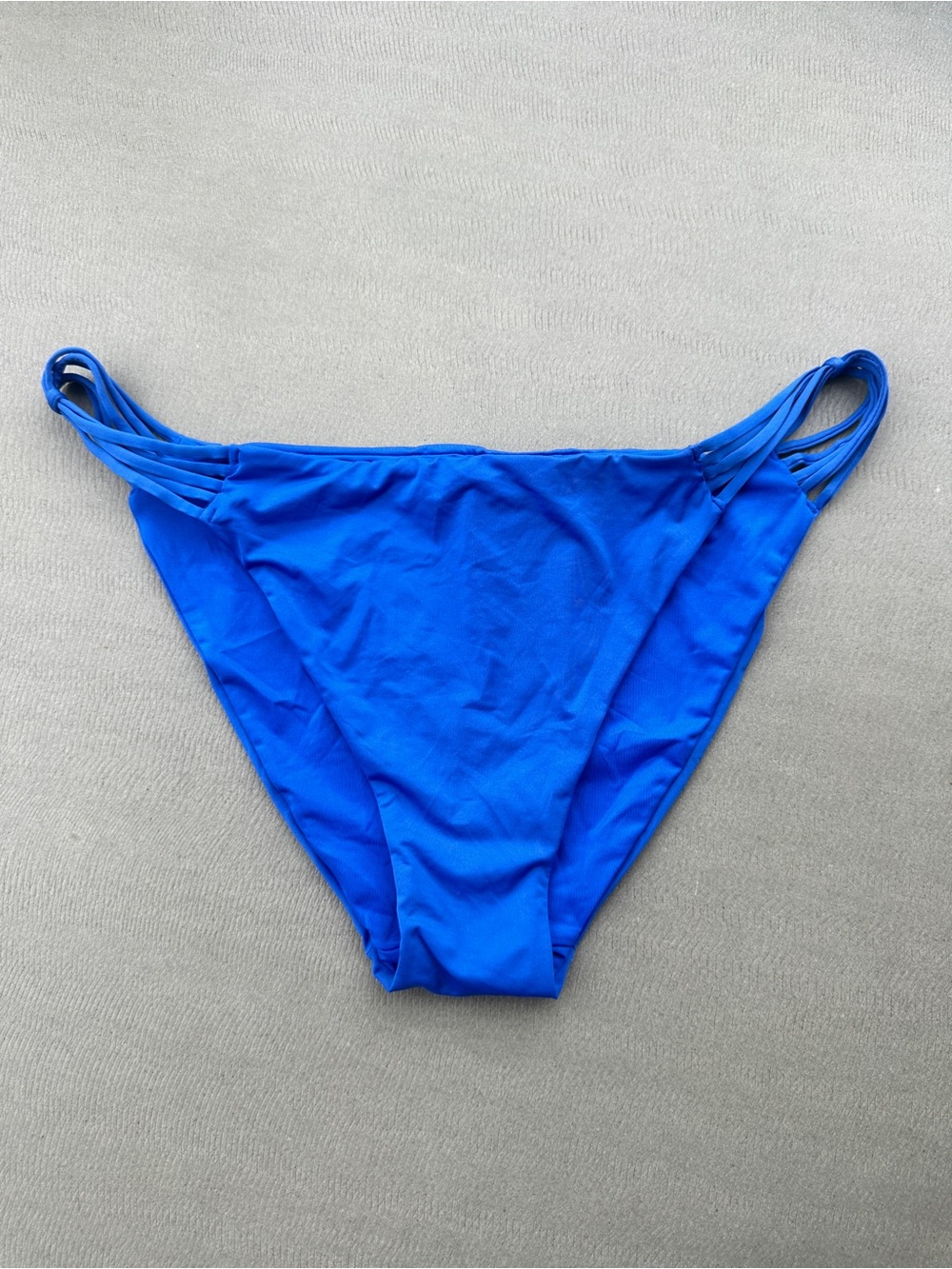 Blue Bikini Bottom with Strappy Sides
